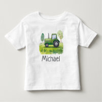 Nom personnalisé tracteur vert ferme aquarelle   