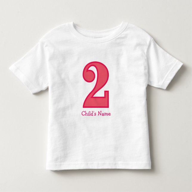 T-shirt Pour Les Tous Petits numéro deux fille, nom de l'enfant (Devant)