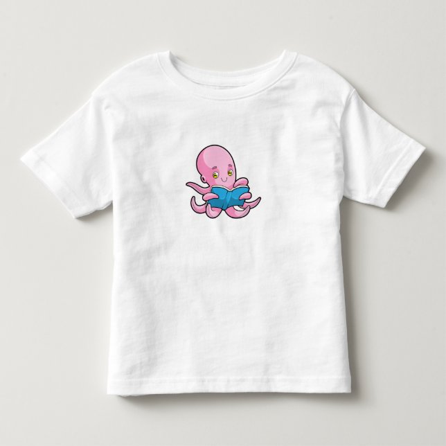 T-shirt Pour Les Tous Petits Octopus à la lecture d'un livre (Devant)