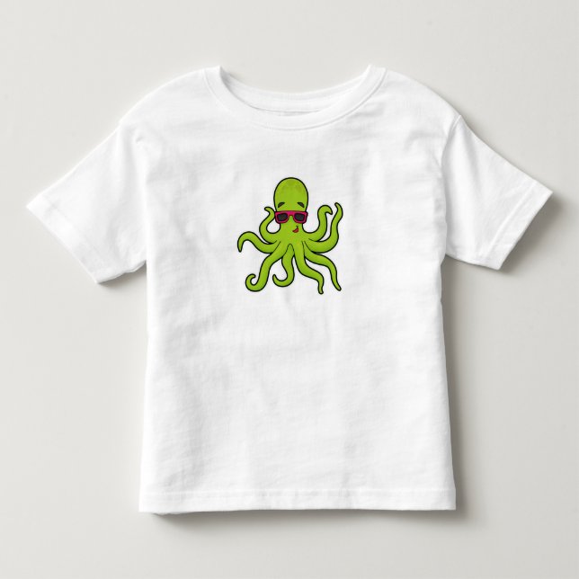 T-shirt Pour Les Tous Petits Octopus avec lunettes de soleil (Devant)