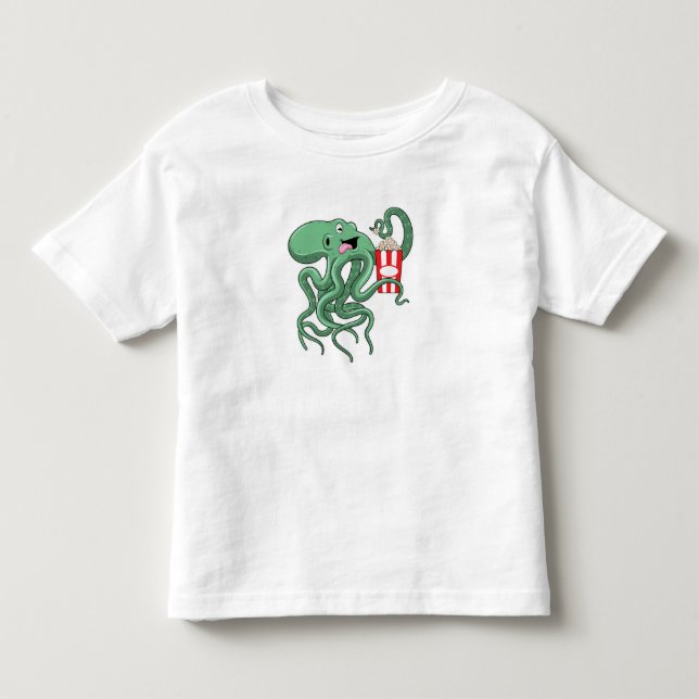 T-shirt Pour Les Tous Petits Octopus avec Popcorn (Devant)