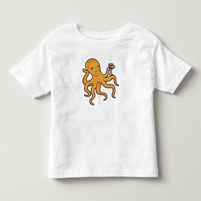 T-shirt Pour Les Tous Petits Octopus avec verre de jus (Devant)