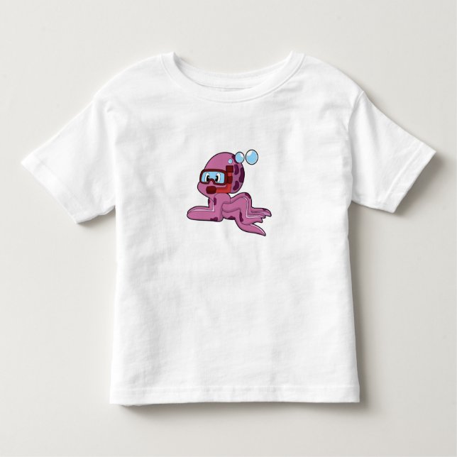 T-shirt Pour Les Tous Petits Octopus comme plongeur avec tuba (Devant)