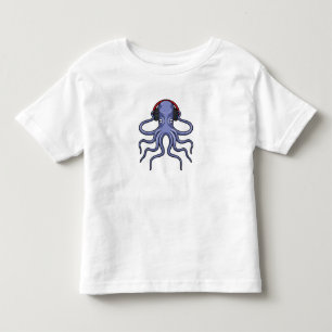 T-shirt Pour Les Tous Petits Octopus en musique avec casque