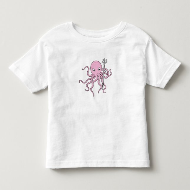 T-shirt Pour Les Tous Petits Octopus en tant qu'assistant avec Trident (Devant)