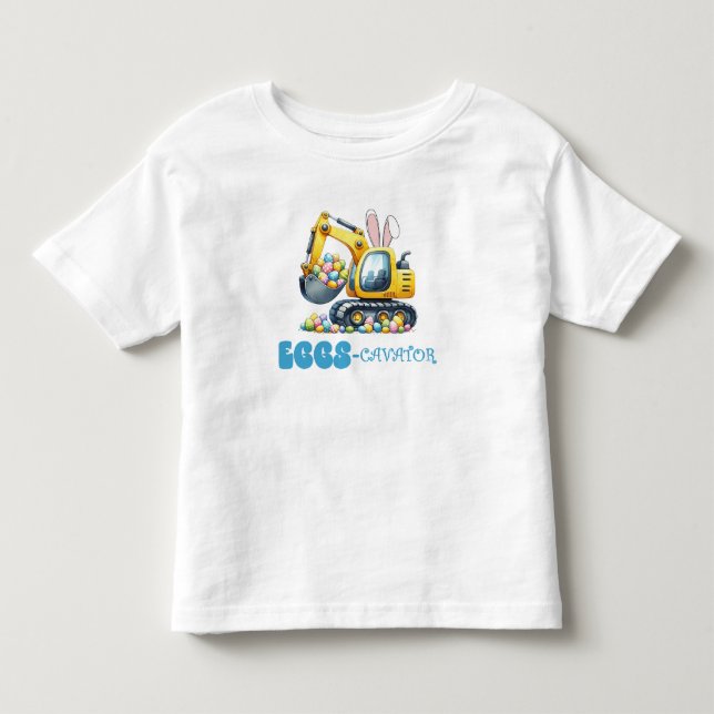 T-shirt Pour Les Tous Petits OEufs de Pâques Bleus Bunny-Cavateur (Devant)