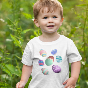 T-shirt Pour Les Tous Petits Oeufs de Pâques colorés Oeuf Décoré Printemps mign