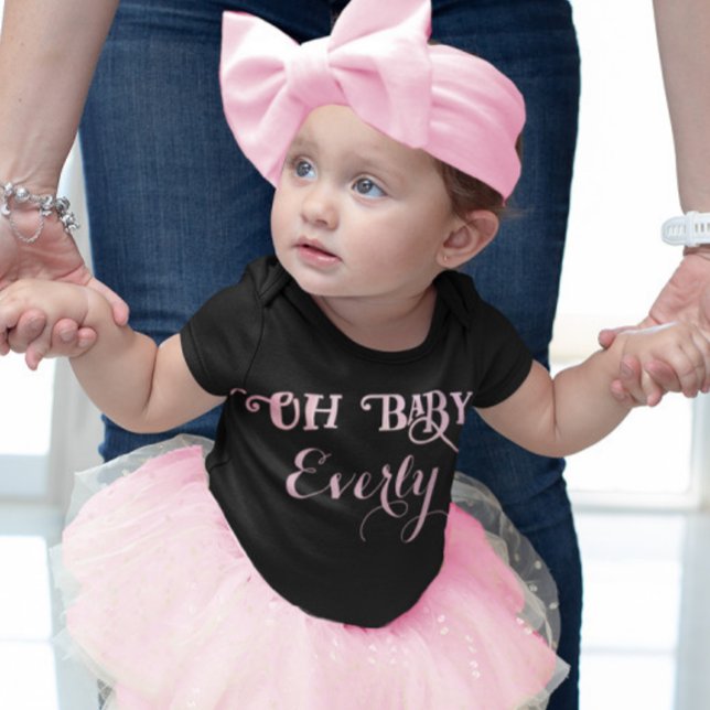 T-shirt Pour Les Tous Petits Oh Baby Personnalisé Fille Rose (Créateur téléchargé)