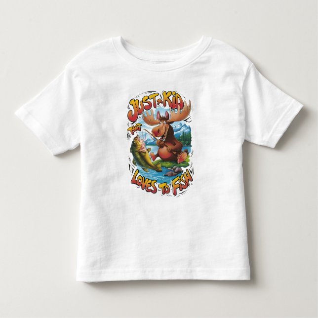 T-shirt Pour Les Tous Petits Oie majestueuse avec un poisson : (Devant)