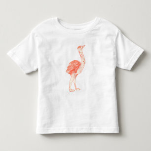 T-shirt Pour Les Tous Petits Oiseau rose mignon Artiste Baby Ostrich