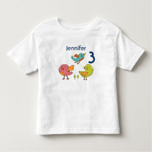 T-shirt Pour Les Tous Petits Oiseaux lunaires colorés et mignons Trio Anniversa