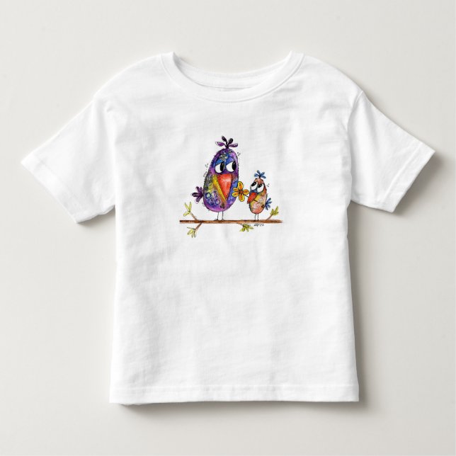 T-shirt Pour Les Tous Petits Oiseaux mignons et caprins (Devant)