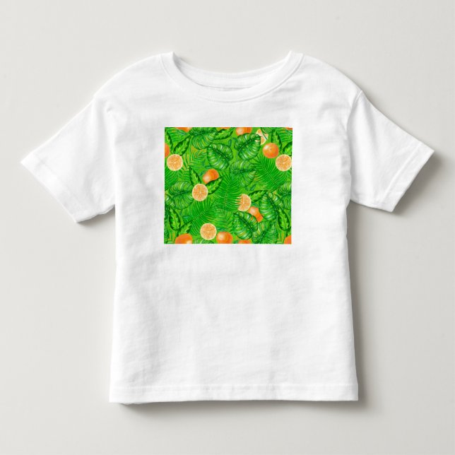 T-shirt Pour Les Tous Petits Oranges et feuilles tropicaux (Devant)