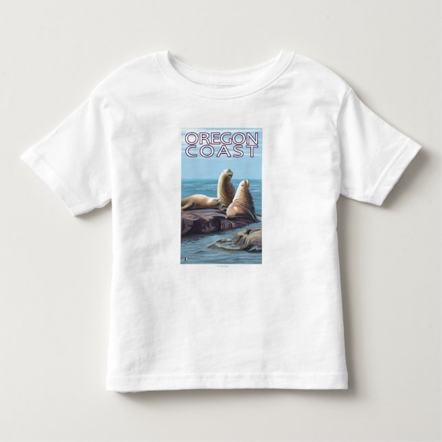 T-shirt Pour Les Tous Petits Otaries de côte de l'Orégon (Devant)