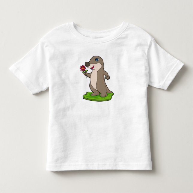 T-shirt Pour Les Tous Petits Otter à fleurs (Devant)