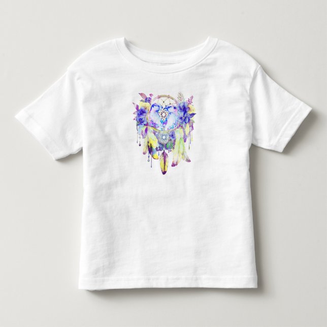 T-shirt Pour Les Tous Petits Otter Dreamcatcher Blue Jaune Floral (Devant)