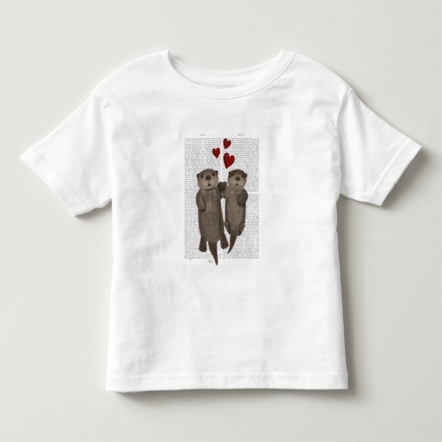 T-shirt Pour Les Tous Petits Otters tenant les mains (Devant)