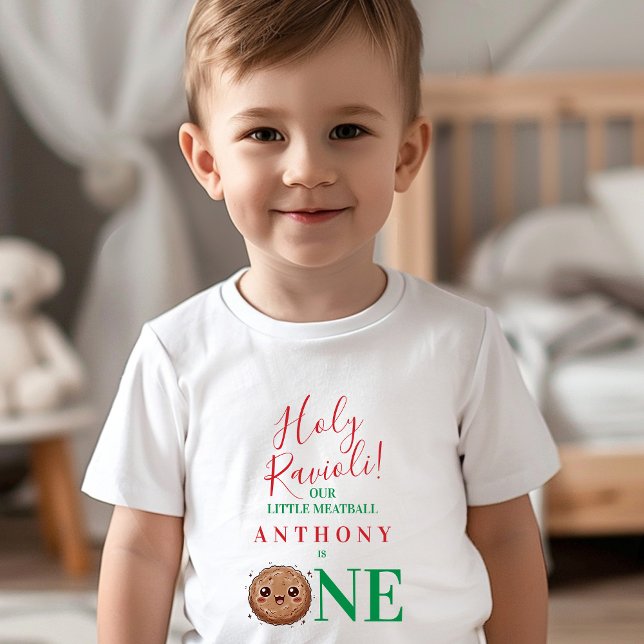 T-shirt Pour Les Tous Petits Our Little Meatball is One First Birthday Party  (Our Little Meatball is One First Birthday Party Toddler T-shirt)