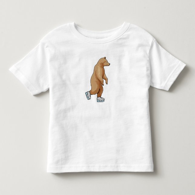T-shirt Pour Les Tous Petits Ours au patinage sur glace avec patins sur glace (Devant)