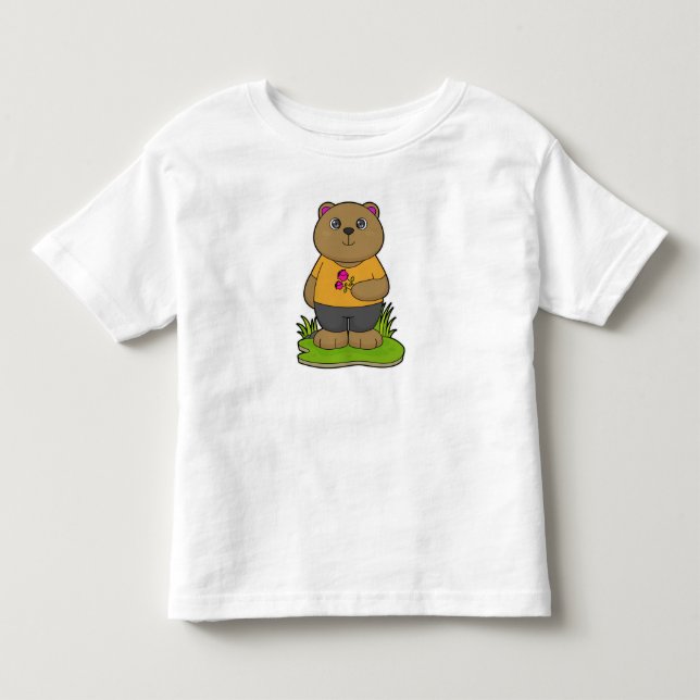 T-shirt Pour Les Tous Petits Ours aux fleurs (Devant)