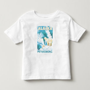 T-shirt Pour Les Tous Petits Ours blancs et CUB - Pétersbourg, Alaska