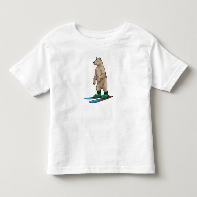 T-shirt Pour Les Tous Petits Ours comme skieur avec ski (Devant)