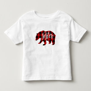 T-shirt Pour Les Tous Petits Ourse sœur Carreaux rouges