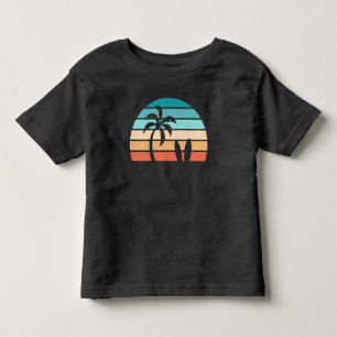T-shirt Pour Les Tous Petits Palmier Sunset Vintage Rétro+Cartes de Surf