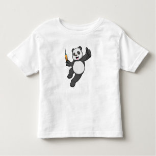 T-shirt Pour Les Tous Petits Panda à la vaccination avec seringue