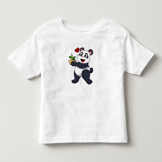 T-shirt Pour Les Tous Petits Panda avec fleur de bambou (Devant)