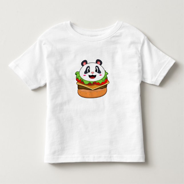 T-shirt Pour Les Tous Petits Panda avec hamburger (Devant)