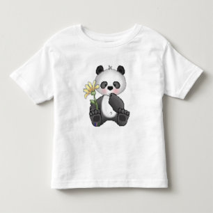 T-shirt Pour Les Tous Petits Panda avec la fleur jaune