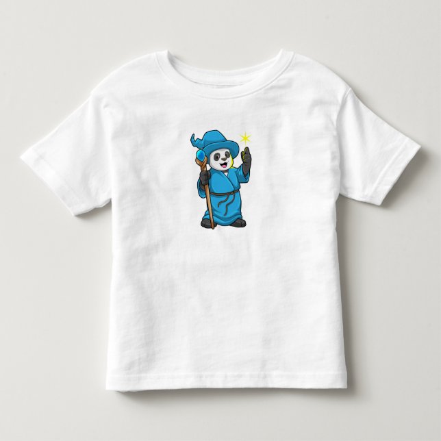 T-shirt Pour Les Tous Petits Panda comme Assistant avec baguette magique (Devant)