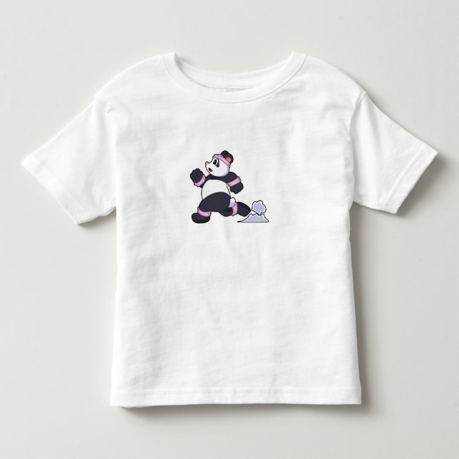 T-shirt Pour Les Tous Petits Panda comme coureur à la course (Devant)