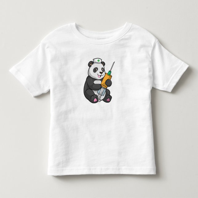 T-shirt Pour Les Tous Petits Panda comme infirmière avec seringue (Devant)