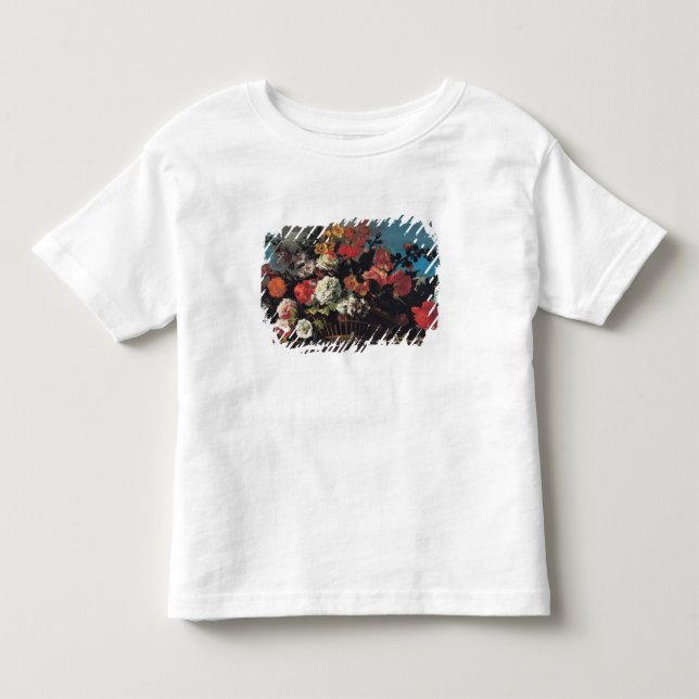 T-shirt Pour Les Tous Petits Panier en osier des fleurs (Devant)