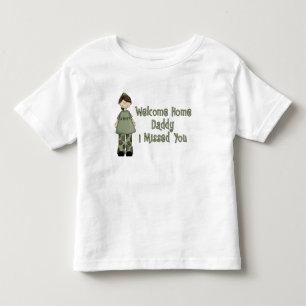 T-shirt Pour Les Tous Petits Papa à la maison bienvenu (fille d'armée)