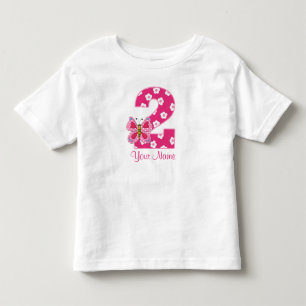 T-shirt Pour Les Tous Petits Papillon rose Personnalisé 2e Chemise Anniversaire