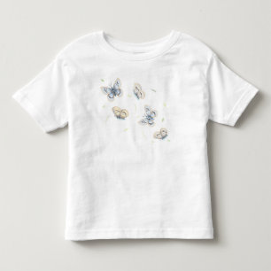 T-shirt Pour Les Tous Petits Papillons bleus et crème en vol