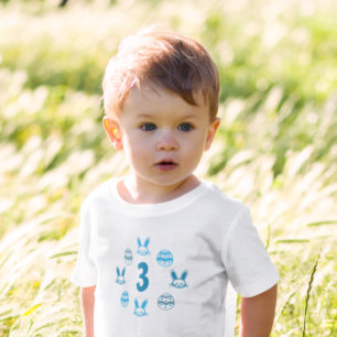 T-shirt Pour Les Tous Petits Pâques Anniversaire 3 ans Bleu