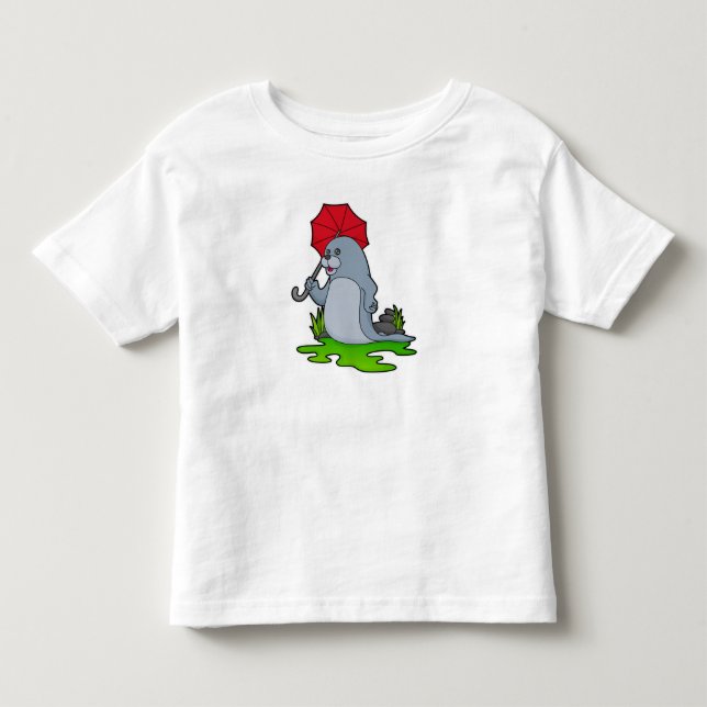 T-shirt Pour Les Tous Petits Parapluie de pluie de phoque (Devant)