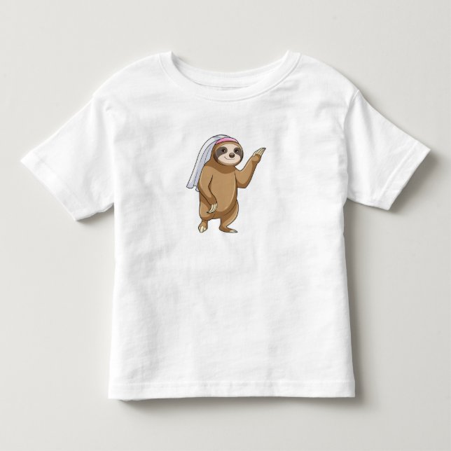 T-shirt Pour Les Tous Petits Paresseux en mariée avec voile (Devant)