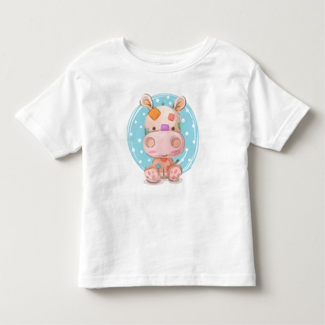 T-shirt Pour Les Tous Petits Patchwork Hippo bleu (Devant)