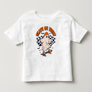 T-shirt Pour Les Tous Petits Patinage ou traitement du fantôme Halloween