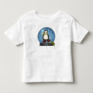 T-shirt Pour Les Tous Petits Patinage sur glace Whimsical Pingouin Snowglobe