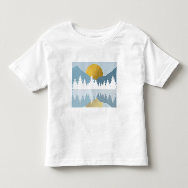T-shirt Pour Les Tous Petits Paysage Abstrait Soleil d'hiver d'or (Devant)