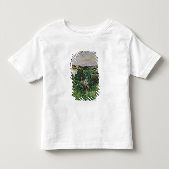 T-shirt Pour Les Tous Petits Paysage de Paul Cezanne | avec le toit rouge ou le (Devant)
