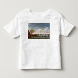 T-shirt Pour Les Tous Petits Paysage néerlandais avec des patineurs