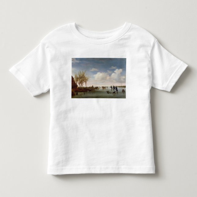 T-shirt Pour Les Tous Petits Paysage néerlandais avec des patineurs (Devant)