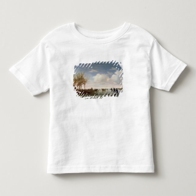T-shirt Pour Les Tous Petits Paysage néerlandais avec des patineurs (Devant)